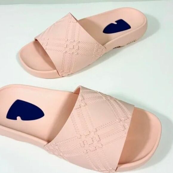 Burberry Shoes - NWT- Burberry Dive Embossed Check Pool Slide Blusg Sandal (Women)